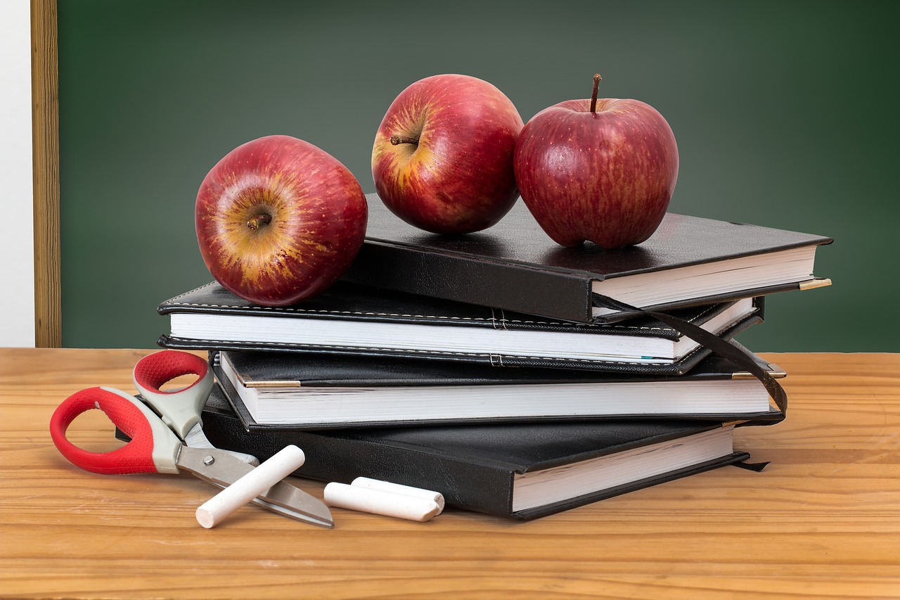 Apples, Books, Scissors, and Chalk