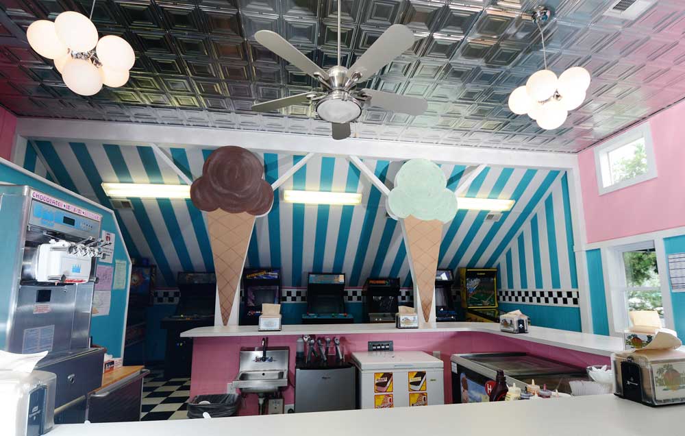 ice cream parlor and arcade