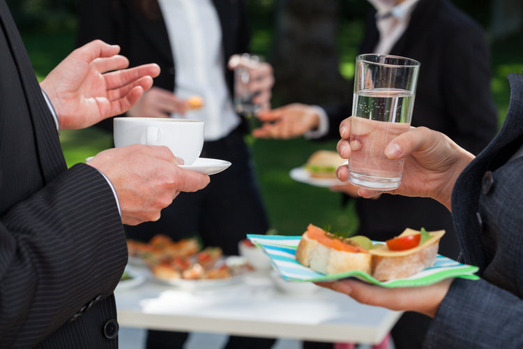 Business people at the lunch buffet